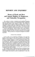 Hours of work and rest and annual holidays in dangerous and unhealthy occupations