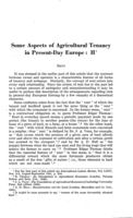 Some aspects of agricultural tenancy in present-day Europe: II