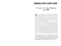 El paro en Gran Bretaña en 1929