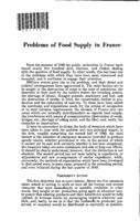 Problems of food supply in France