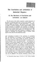 The conciliation and arbitration of industrial disputes: II, The machinery of conciliation and arbitration : an analysis