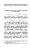L'application des lois ouvrières au Queensland en 1923-1924
