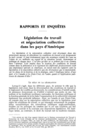 Législation du travail et négociation collective dans les pays d'Amérique