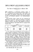 The state of employment in March 1921