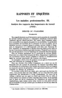 Les maladies professionnelles: III, Analyse des rapports des inspecteurs du travail (1923)