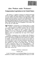 Alien workers under workmen's compensation legislation in the United States
