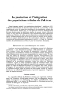 La protection et l'intégration des populations tribales du Pakistan