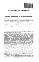 La crise économique et la santé publique
