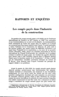 Les congés payés dans l'industrie de la construction