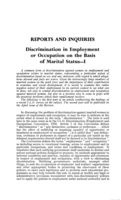 Discrimination in employment or occupation on the basis of marital status: I