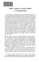 Social aspects of land reform in Czechoslovakia: [I]