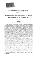 L'immigration et Ia colonisation au Brésil, en Argentine et en Uruguay: II