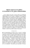 Algunos aspectos de la política de inversiones en los países subdesarrollados