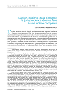 L'action positive dans l'emploi: la jurisprudence récente face à une notion complexe