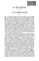 La vie syndicale ouvrière