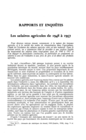 Les salaires agricoles de 1948 à 1957