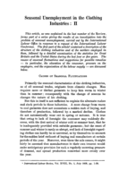 Seasonal unemployment in the clothing industries: II