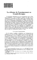 La réforme de l'enseignement en Grande-Bretagne