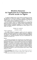 Résultats financiers de l'application de la législation de sécurité sociale en Algérie