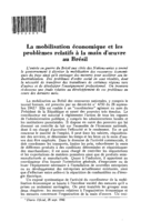 La mobilisation économique et les problèmes relatifs à la main d'oeuvre au Brésil