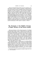 The protection of the health of groups of native workers in the French colonies