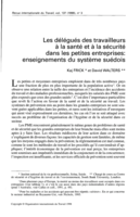 Les délégués des travailleurs à la santé et à la sécurité dans les petites entreprises: enseignements du système suédois