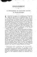 Le développement de l'instruction ouvrière en Grande-Bretagne