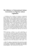 The influence of international labour conventions on Nigerian labour legislation