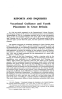 Vocational guidance and youth placement in Great Britain
