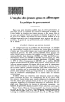 L'emploi des jeunes gens en Allemagne: la politique du gouvernement
