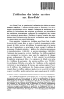 L'utilisation des loisirs ouvriers aux Etats-Unis