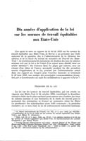 Dix années d'application de la loi sur les normes de travail équitables aux Etats-Unis