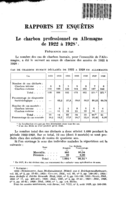 Le charbon professionnel en Allemagne de 1922 à 1928