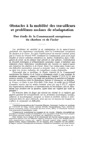 Obstacles à la mobilité des travailleurs et problèmes sociaux de réadaptation: une étude de la Communauté européenne du charbon et de l'acier