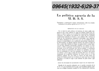 La política agraria de la U.R.S.S.