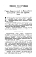 L'opinion des gouvernements des états australiens sur l'emploi de la céruse dans la peinture