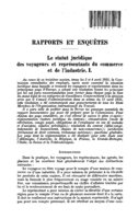 Le statut juridique des voyageurs et représentants du commerce et de l'industrie: I