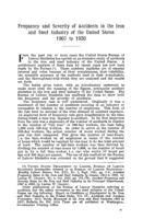Frequency and severity of accidents in the iron and steel industry of the United States 1907 to 1920