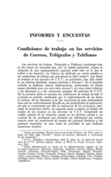 Condiciones de trabajo en los servicios de Correos, Telégrafos y Teléfonos