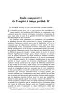 Etude comparative de l'emploi à temps partiel: II