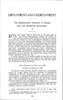 The employment situation in Russia since the Bolshevik revolution: II