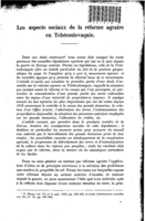 Les aspects sociaux de la réforme agraire en Tchécoslovaquie