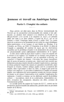 Jeunesse et travail en Amérique latine: Partie I / L'emploi des enfants