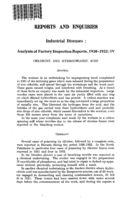 Industrial diseases: analysis of factory inspection reports, 1920-1922. IV