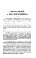 L'assistance médicale: étude statistique des régimes de sécurité sociale de différents pays