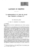 La réglementation de la durée du travail dans l'industrie en Europe: IV