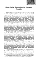 Shop closing legislation in European countries: [I]