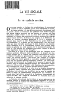 La vie syndicale ouvrière