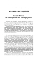 Recent trends in employment and unemployment