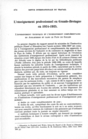 L'enseignement professionnel en Grande-Bretagne en 1924-1925